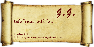 Gáncs Géza névjegykártya